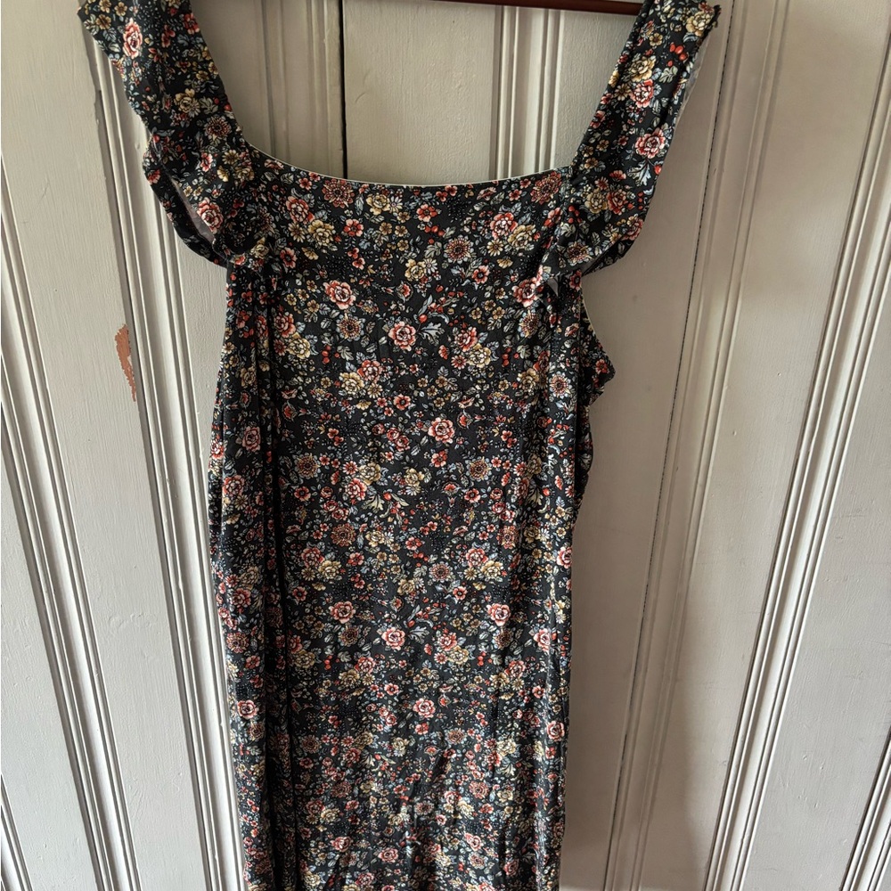 2/$18 LOFT Pink and Green Ruffled Tiered Maxi Sundress